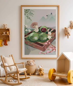 Charming Hasen mit Mochi und Berglandschaft