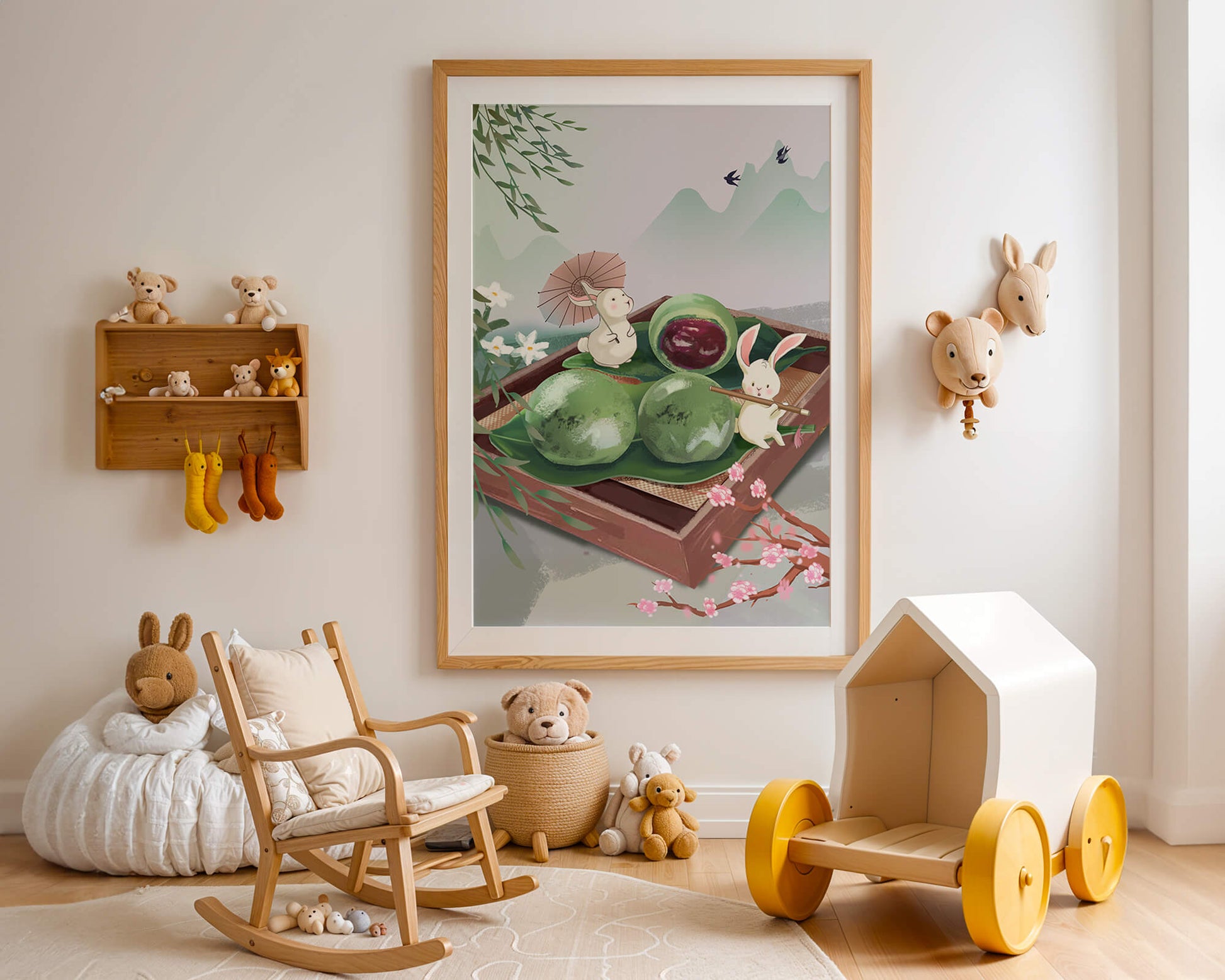 Charming Hasen mit Mochi und Berglandschaft