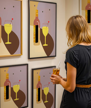 Minimalist Still Life with Wine Bottle and Glass in Soft Tones - Mi tienda