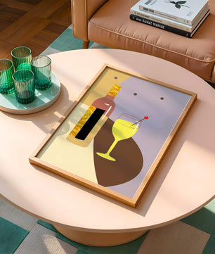 Minimalist Still Life with Wine Bottle and Glass in Soft Tones - Mi tienda
