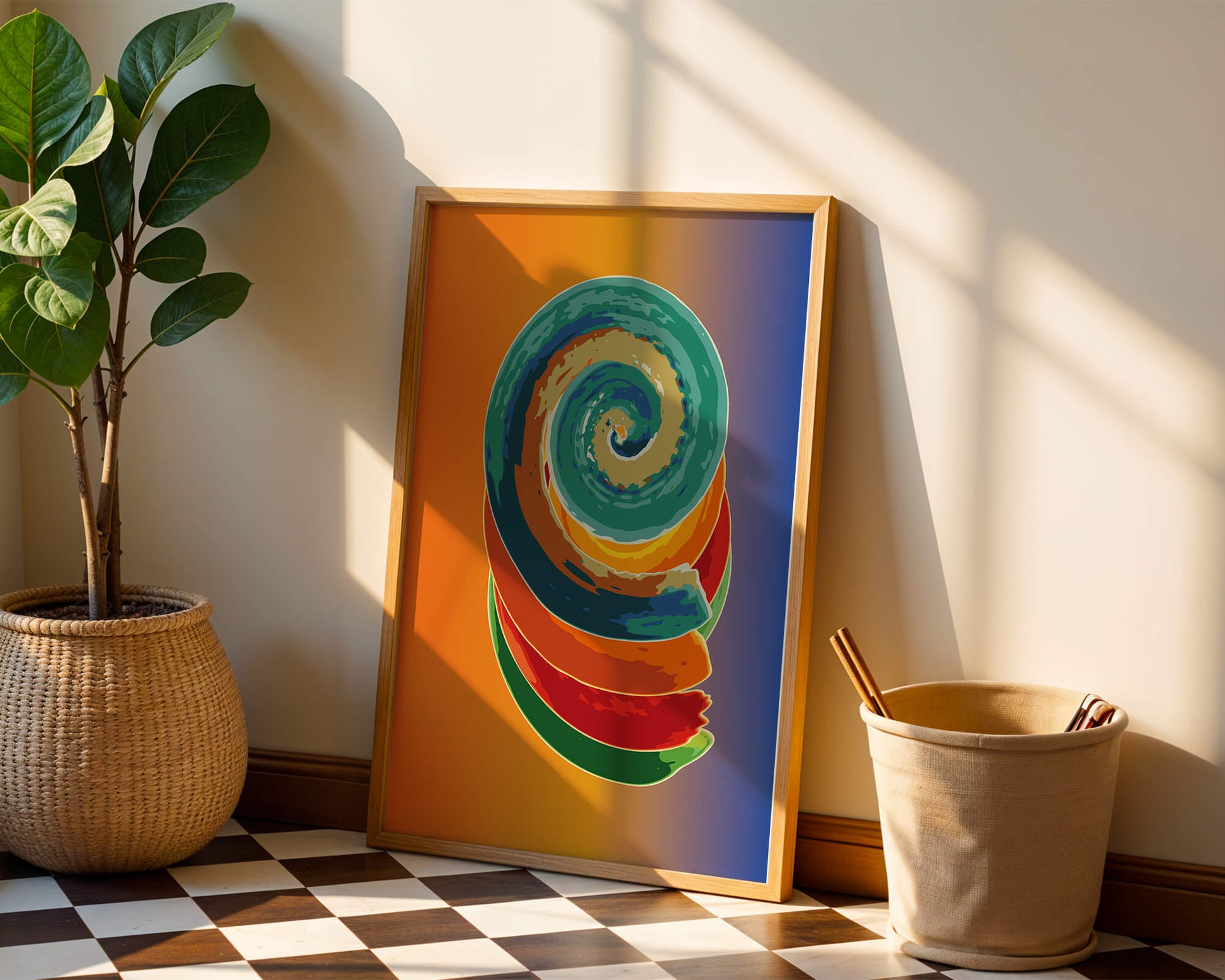 Bunte Spirale abstrakte Kunst mit lebendigem Farbverlauf Hintergrund