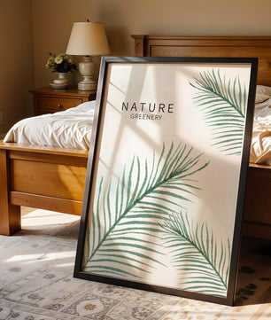 Elegant Green Palm Leaves on Textured Background - Mi tienda