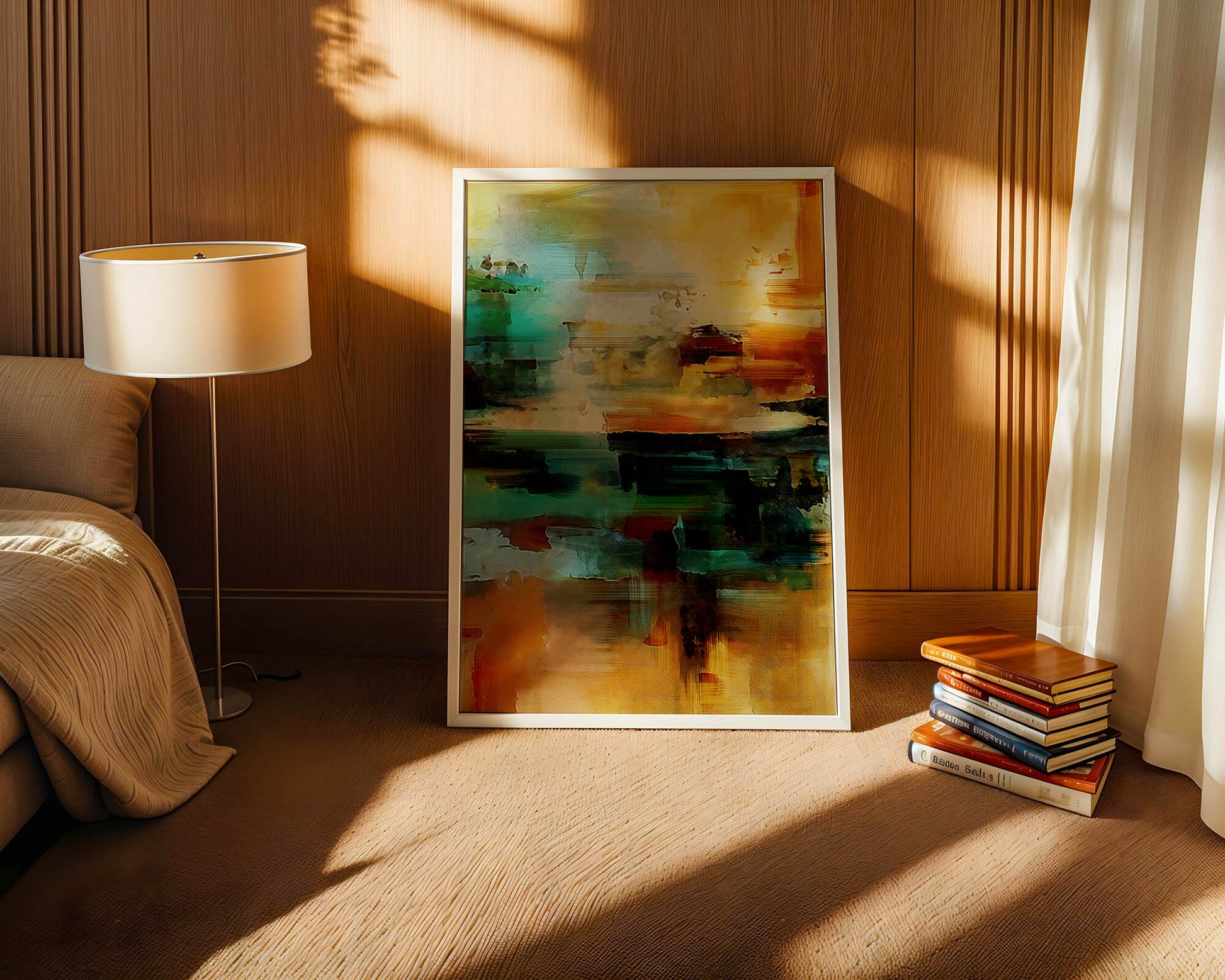 Abstract Landscape with Vivid Colors and Dynamic Brushstrokes