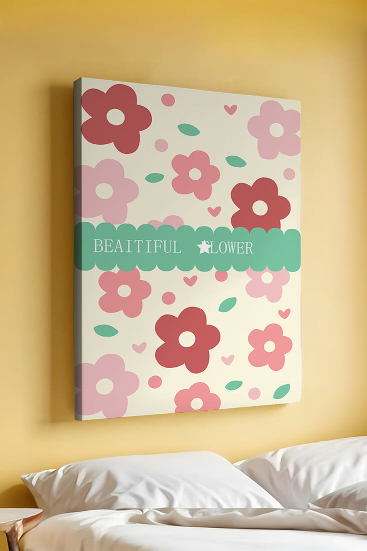 Floral pattern with retro color design and decorative text