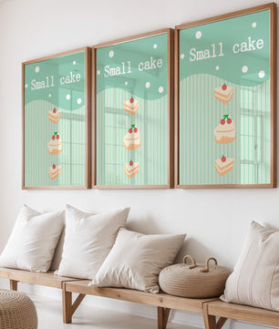 Charming illustration of small cakes with cherries