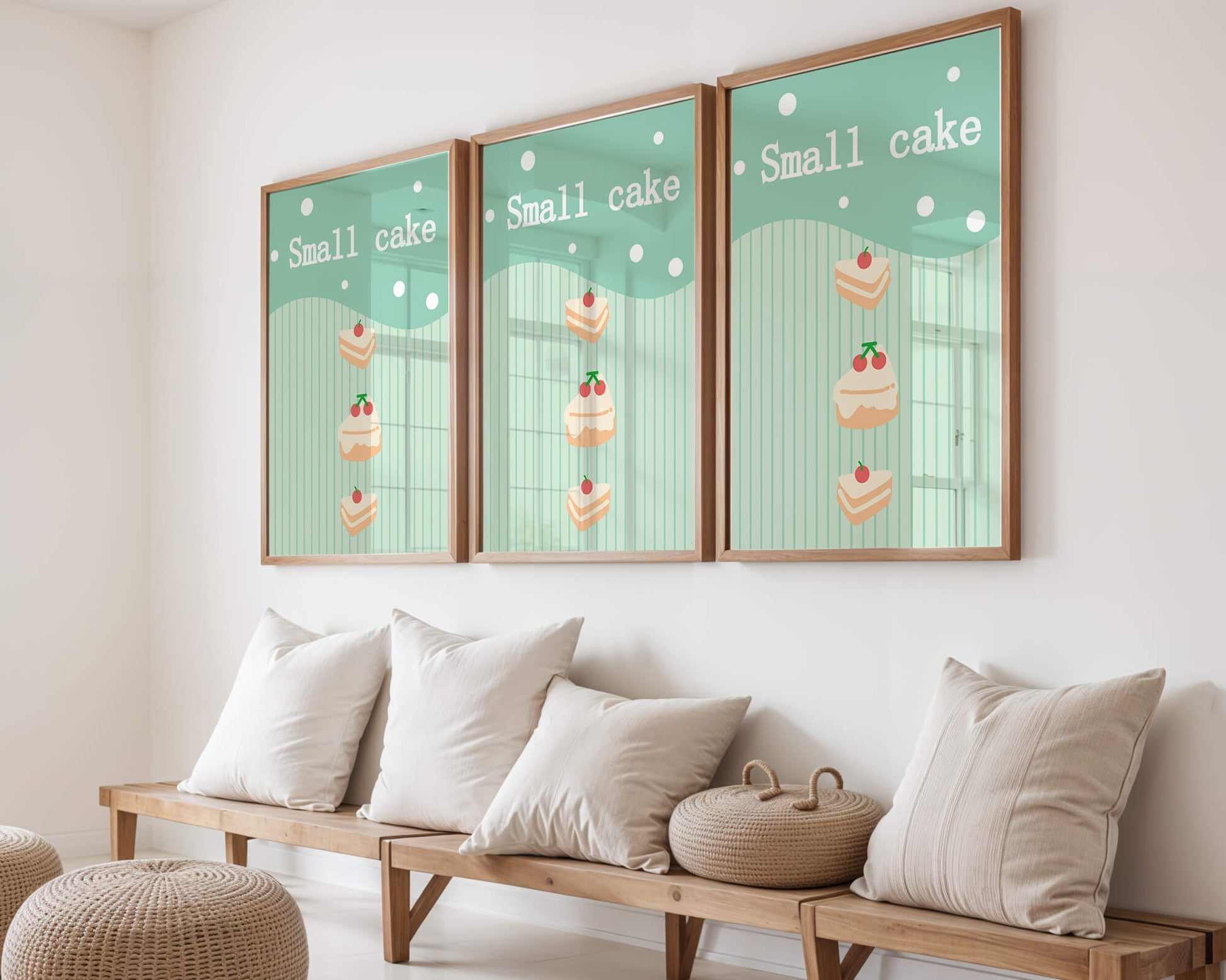 Charming illustration of small cakes with cherries