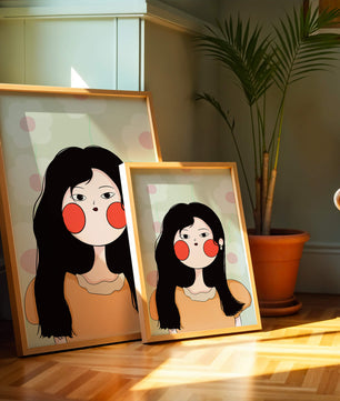 Charmante illustration d'une jeune femme avec un fond floral