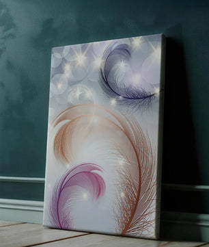 Elegant abstract feather design with sparkles and soft colors