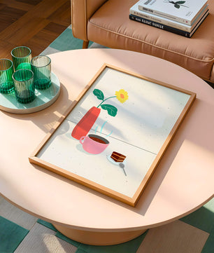 Cozy Breakfast with Coffee, Cake, and Sunflower in Vase - Mi tienda
