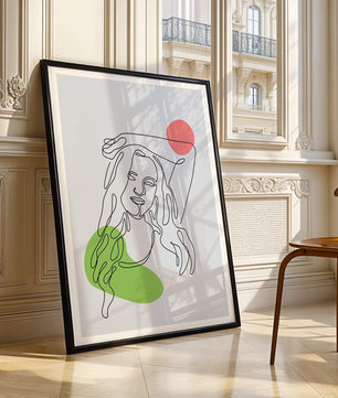 Line Art Portrait with Abstract Shapes in Minimalist Style - Mi tienda