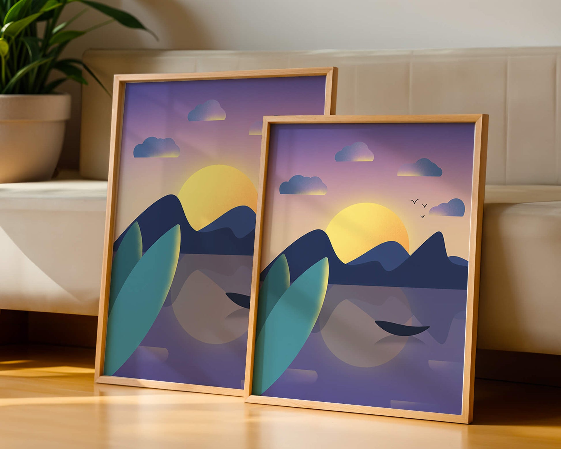 Coucher de soleil serein sur les montagnes avec reflet tranquille sur le lac