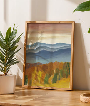 Autumn Mountain Landscape with Vibrant Trees and Colorful Sky