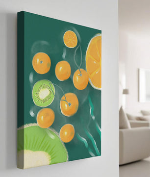 Ilustración de patrón de frutas vibrantes de kiwi y naranja