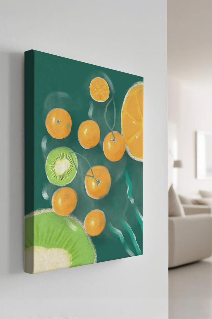 Vibrant kiwi and orange fruit pattern illustration