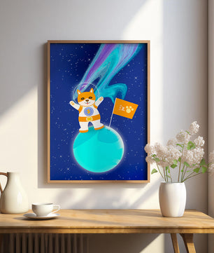 Space Adventure with Shiba Inu Astronaut on a Colorful Planet with Starry Sky - Mi tienda