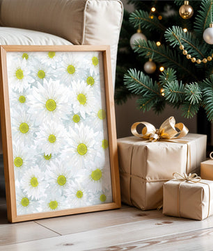 White Daisies Pattern with Yellow Centers