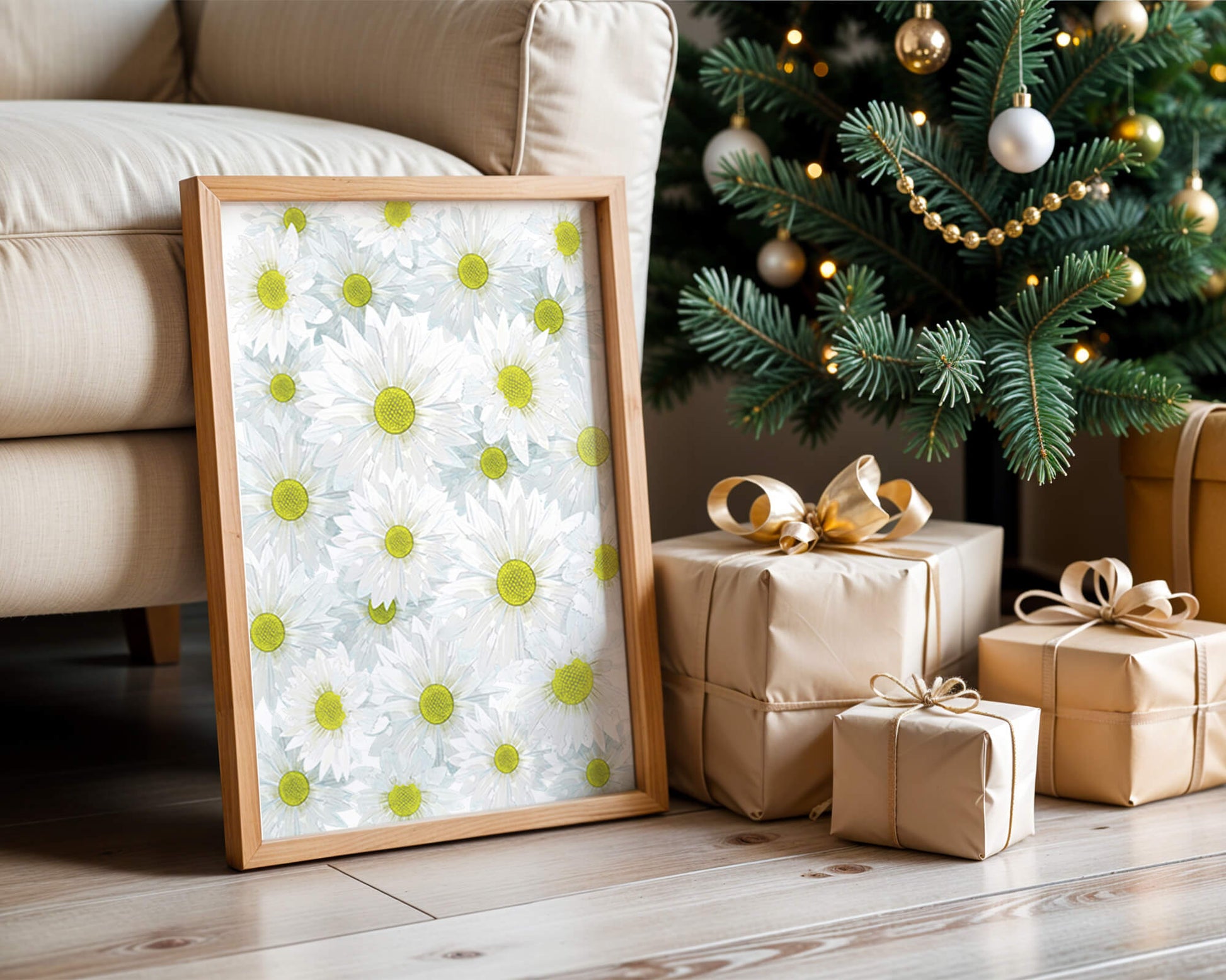 White Daisies Pattern with Yellow Centers