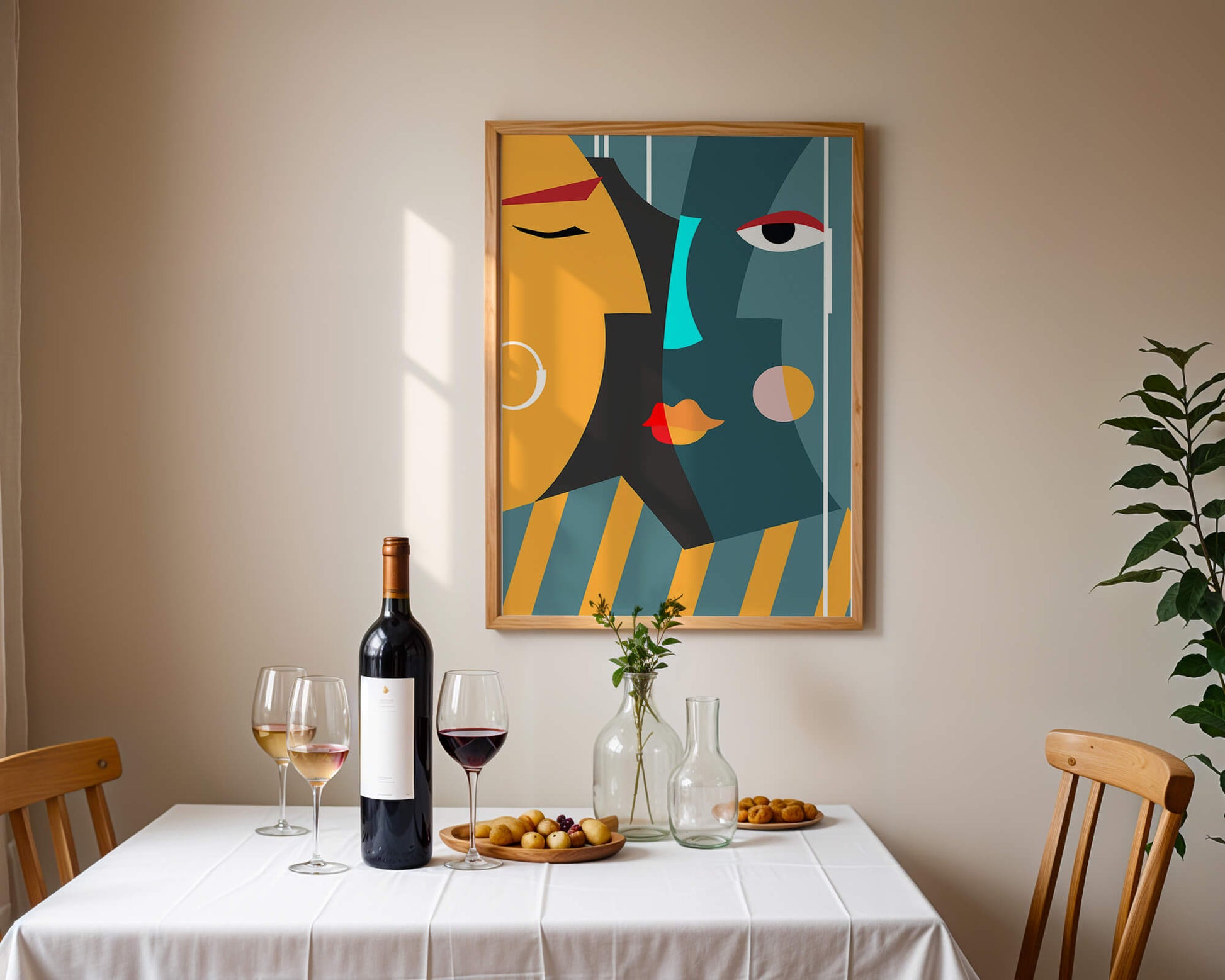 Arte geométrico abstracto con colores y formas audaces