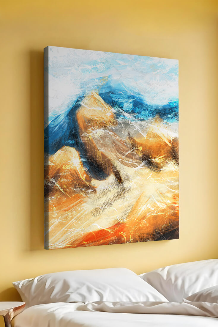 Abstract landscape with blue and golden hues