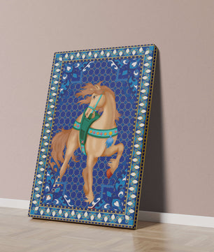Arte de caballo con patrón intrincado y un borde decorativo vibrante