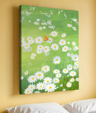 Butterfly Resting on Daisies in a Summer Meadow