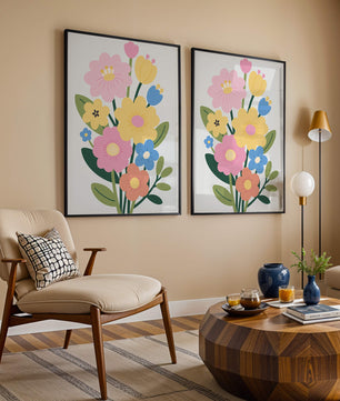 Ramo ilustrado de flores coloridas