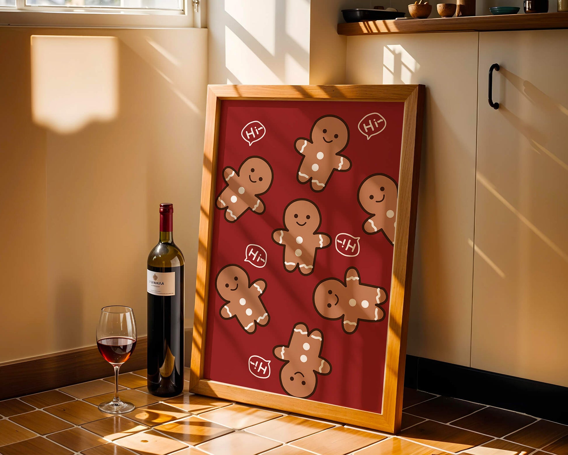 Playful gingerbread pattern with holiday greetings