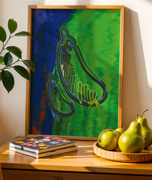 Abstract colorful artwork with vibrant shapes and lines
