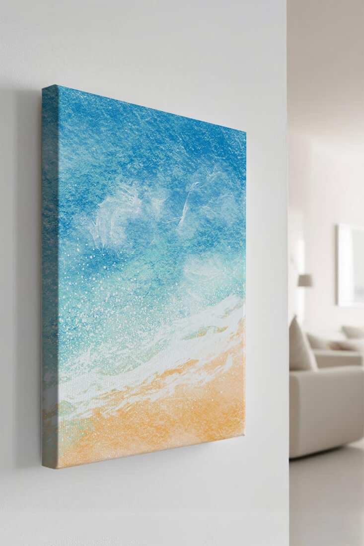 Abstract Ocean Waves with Blue and Sand Tones