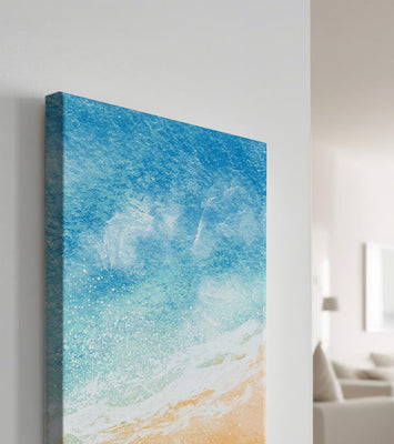 Abstract Ocean Waves with Blue and Sand Tones