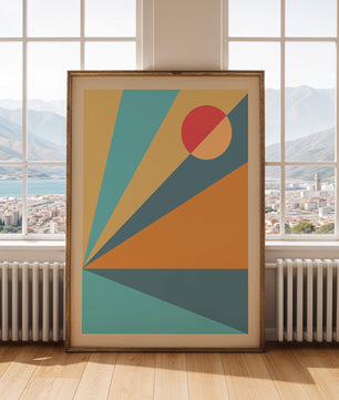 Geometric Abstract Art with Bold Colors and Circles