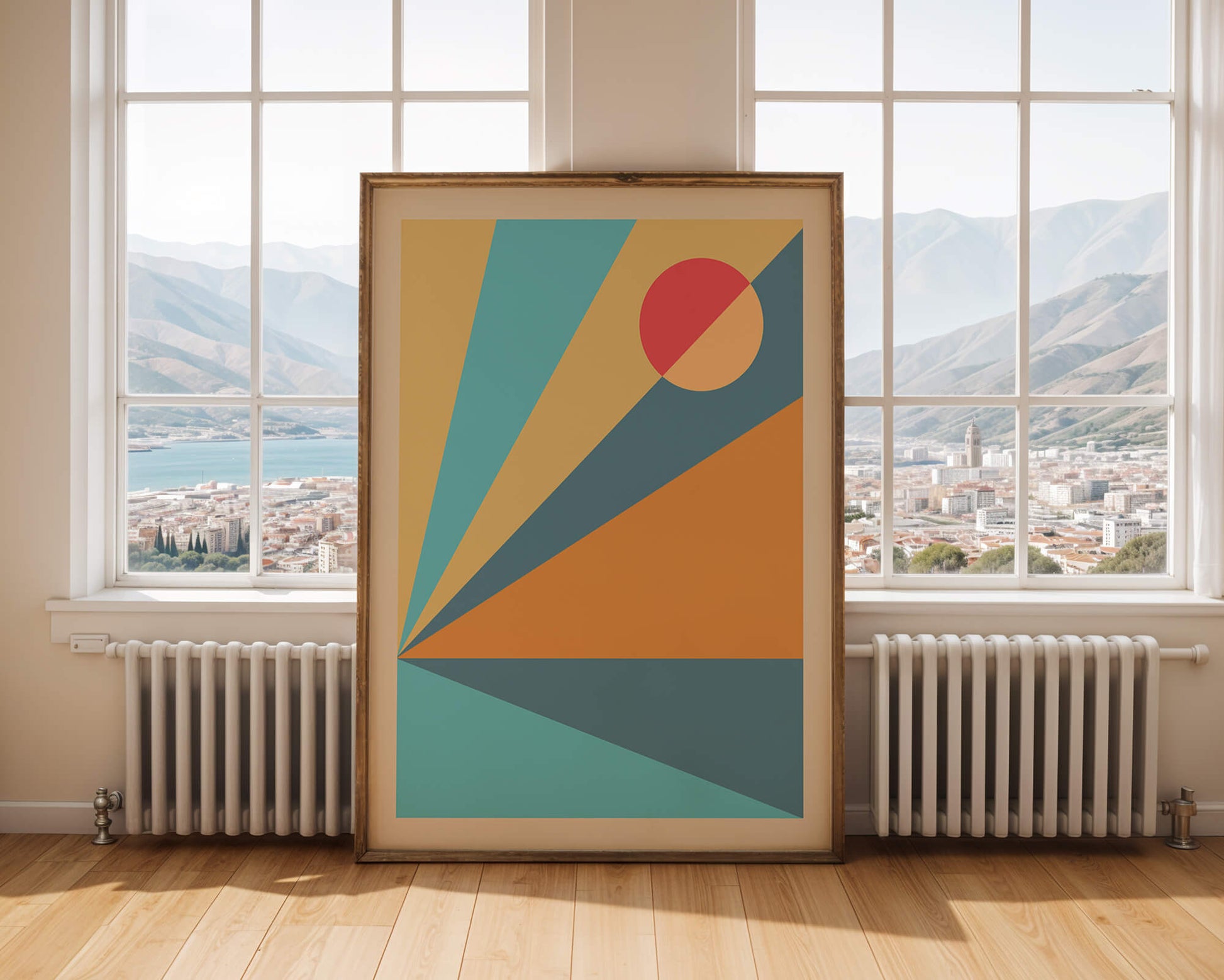 Geometric Abstract Art with Bold Colors and Circles