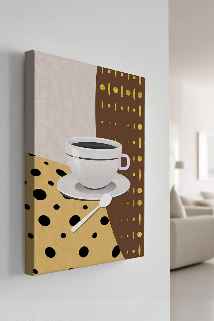 Contemporary Coffee Art with Geometric Patterns and Gold Accents - Mi tienda