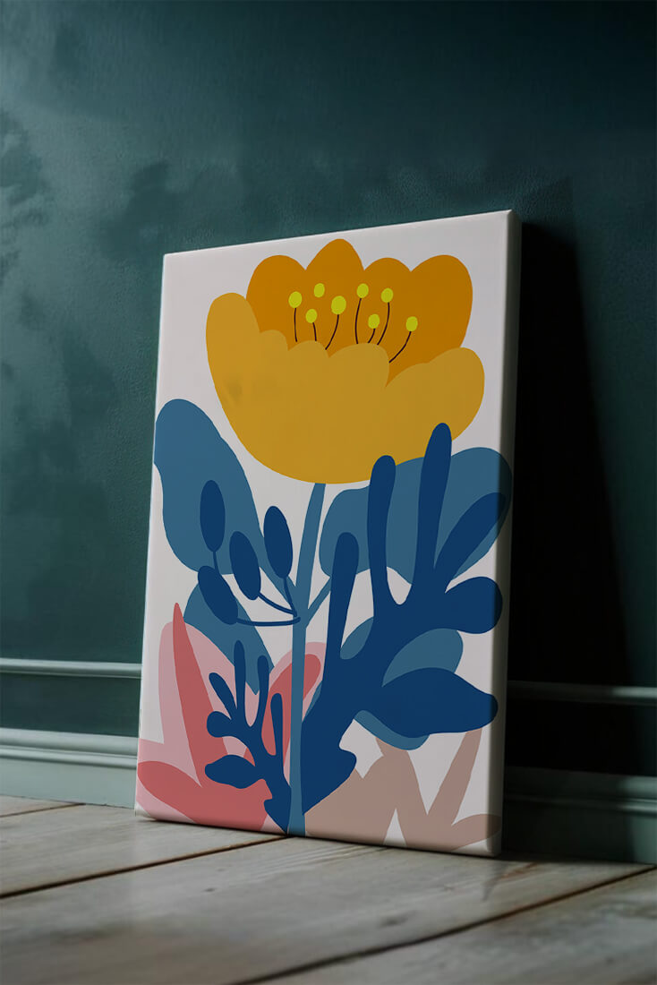 Colorful abstract floral illustration with vibrant leaf patterns