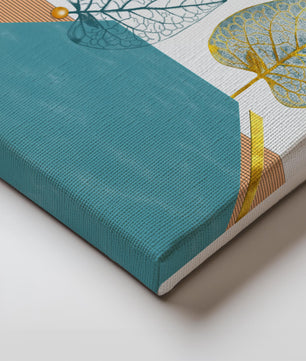 Artistic Composition with Geometric Shapes and Golden Leaf Detail - Mi tienda