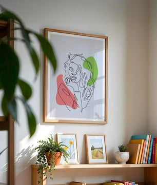 Modern Line Art Portrait With Abstract Shapes
