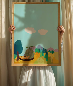 Serene landscape with melon and countryside view