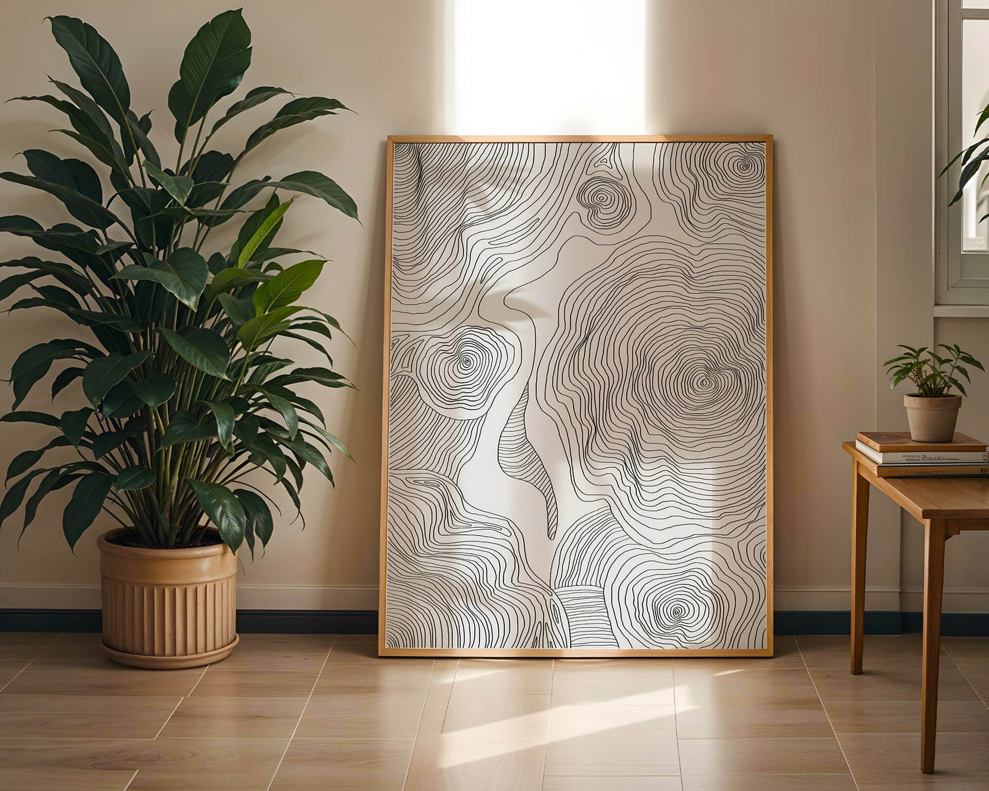 Art linéaire topographique abstrait avec des motifs tourbillonnants