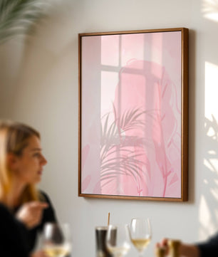 Silueta abstracta rosa sutil con elementos florales