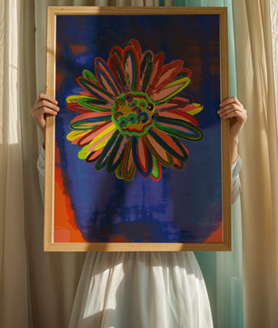 Arte floral abstracto colorido con pinceladas dinámicas