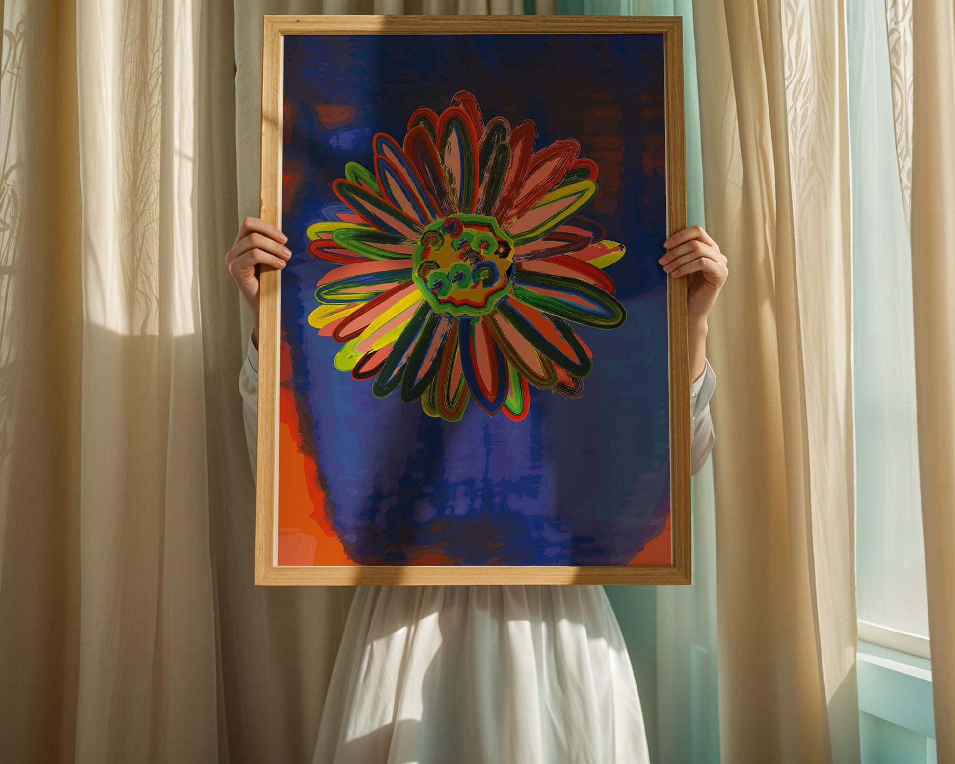Arte floral abstracto colorido con pinceladas dinámicas