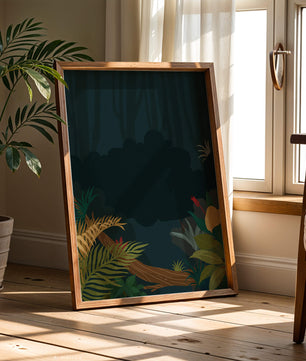 Illustrated Jungle Landscape with Lush Foliage
