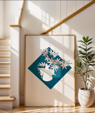 Modern Floral Design with Geometric Elements