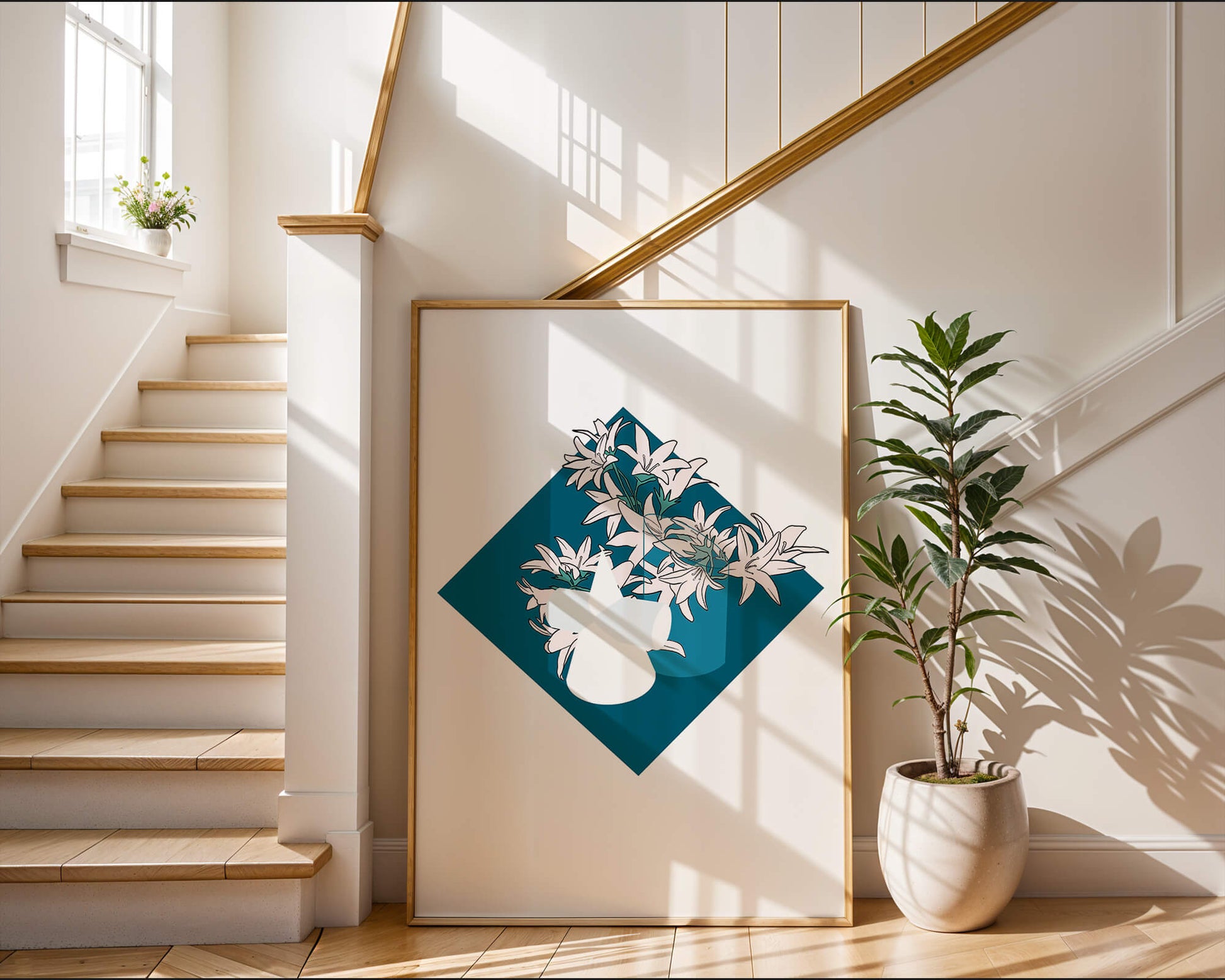 Modern Floral Design with Geometric Elements