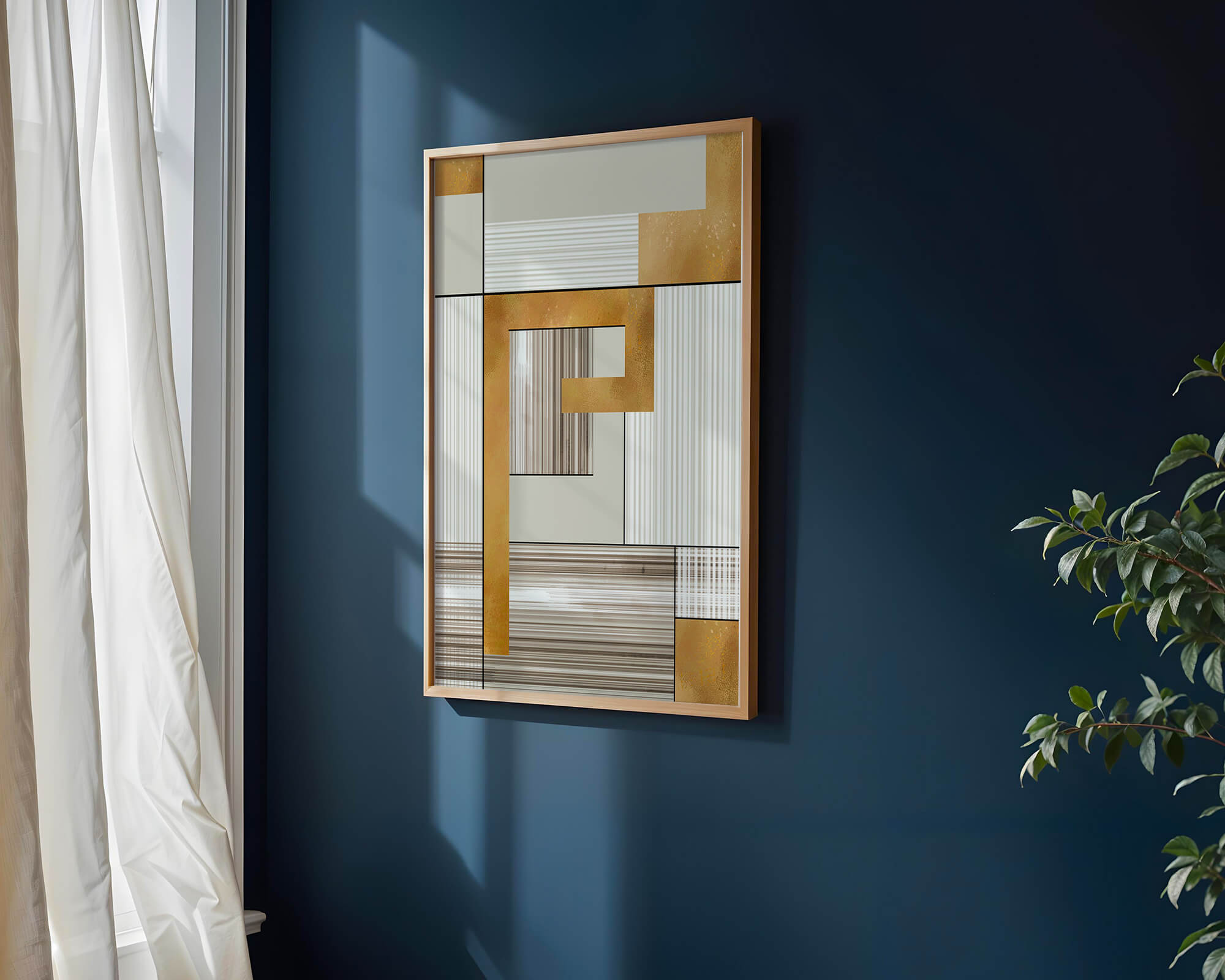 Abstract geometric pattern with gold and neutral tones