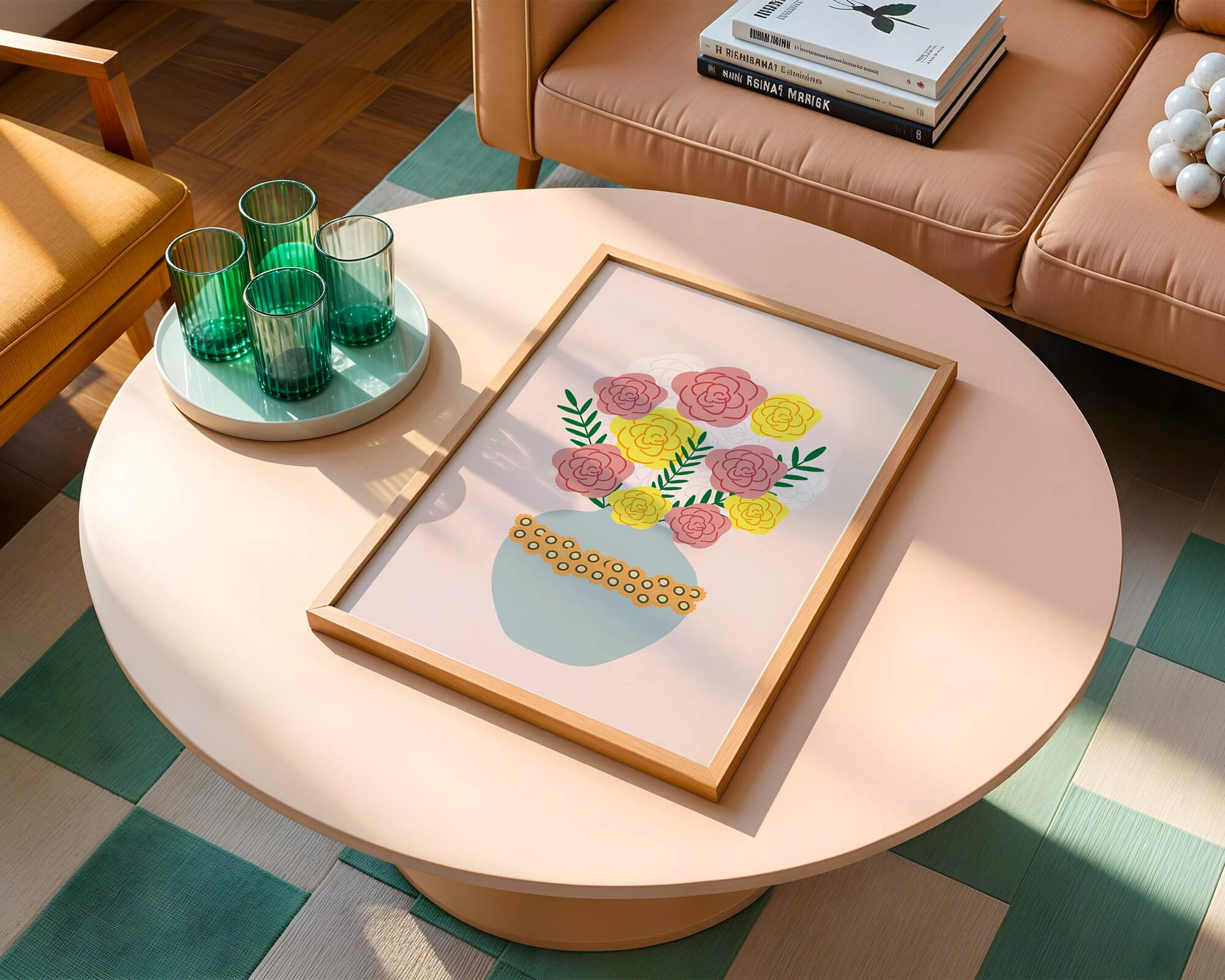Colorful flower bouquet in a decorative vase illustration