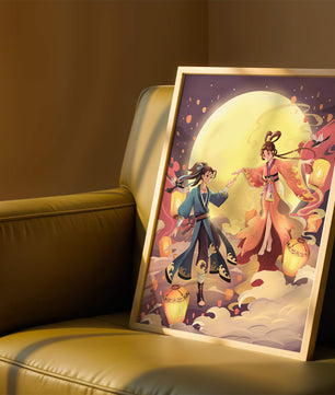 Scène de fantaisie élégante au clair de lune avec tenue traditionnelle