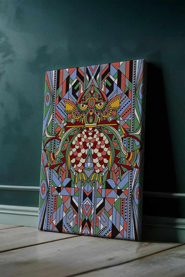 Colorful Geometric Pattern with Symmetrical Design and Abstract Motif