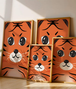 Illustration d’un visage de tigre adorable avec des traits marqués