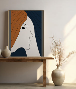 Abstract Portrait with Stylized Hair and Minimalist Design - Mi tienda